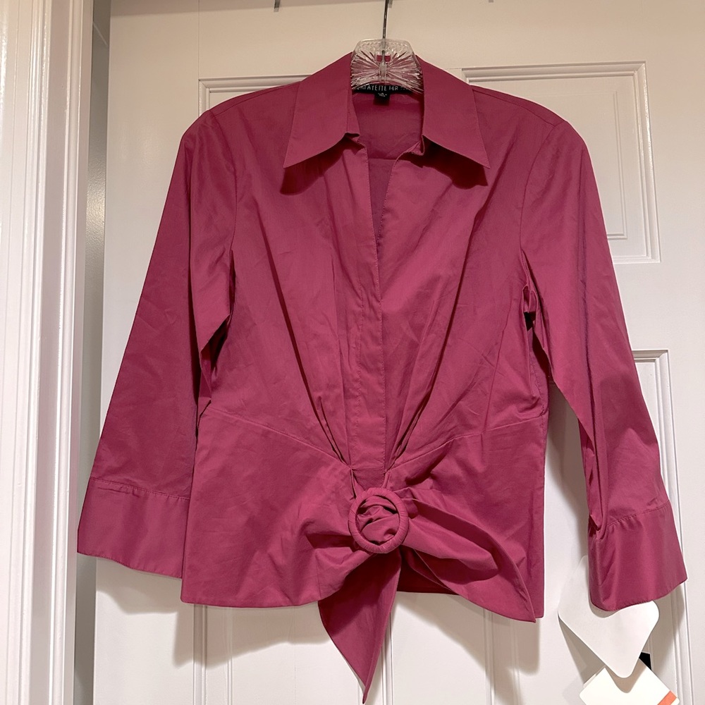 Lafayette 148 Magenta Tie Front Top